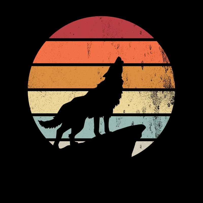 Retro Wölfe Wolf Geschenk Geschenkidee