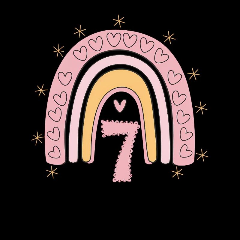 Coeur mignon de 7e anniversaire et design arc-en-ciel