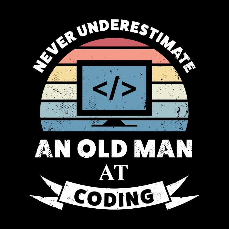 Lustiger alter Mann beim Codieren-Programmiergeschenk