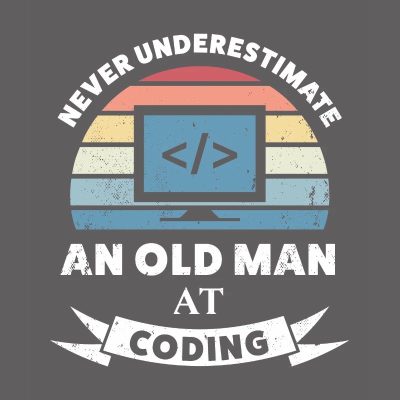 Lustiger alter Mann beim Codieren-Programmiergeschenk