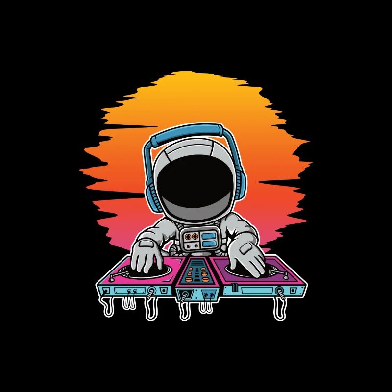 Astronaute, synthwave, Dj, musique, cadeau