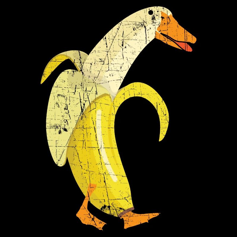 Conception de jeu de mots de fruits drôle de canard banane