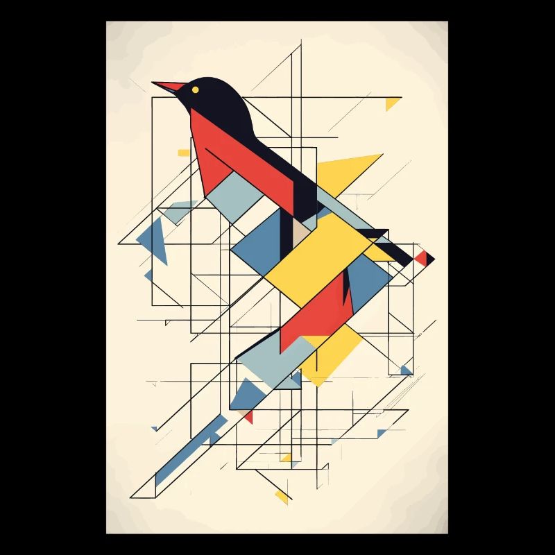 Oiseau Minimaliste Polygonal Multicolore