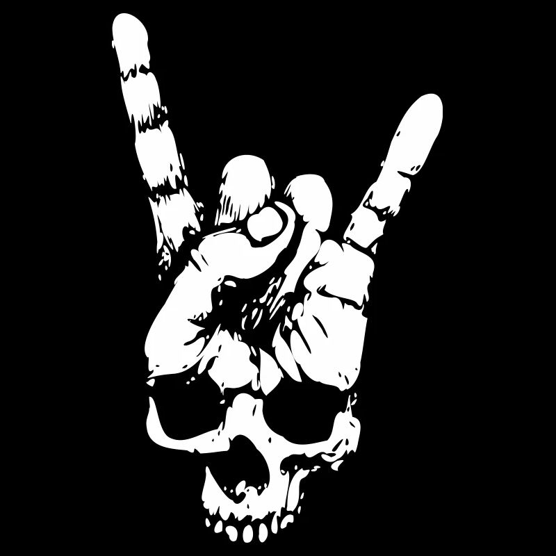 heavy metal skull with devil horns hand