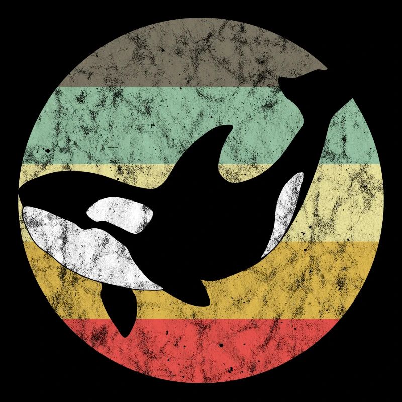 Orca Schwertwal Killerwal Geschenk Retro Wal Ozean