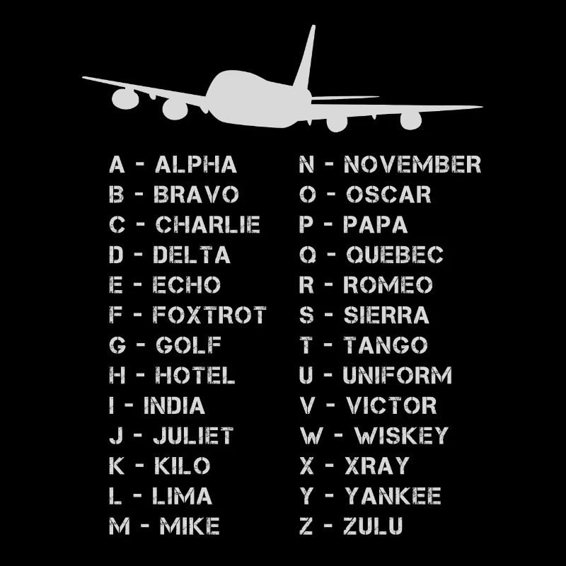 Volles phonetisches Alphabet Luftfahrt Flugzeug Geschenk Männer