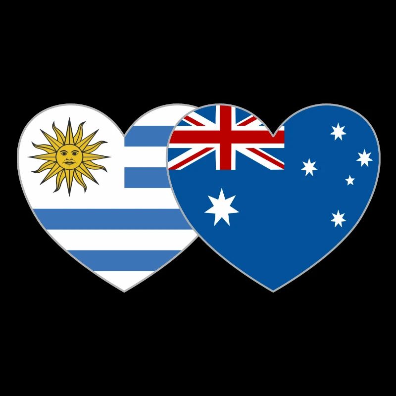 Uruguay Australia Flag Heart