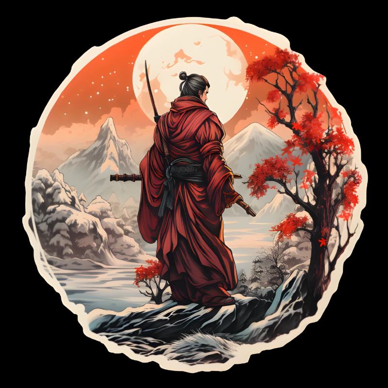 Samouraï dans un paysage enneigé