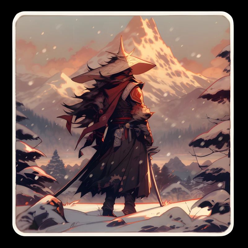 Samouraï dans un paysage enneigé