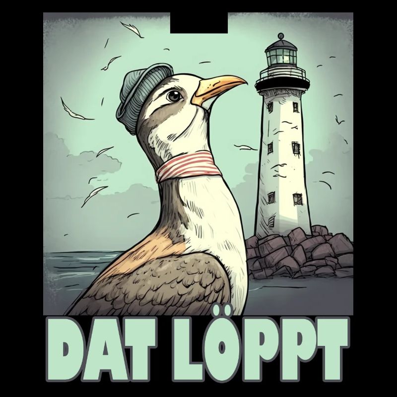 Dat Löppt Möwe Leuchtturm Meer Plattdeutsch Norden