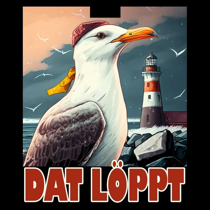 Dat Löppt Möwe Leuchtturm Meer Plattdeutsch Norden