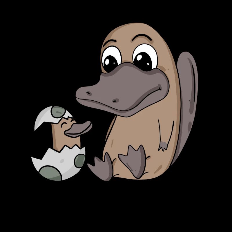 Maman ornithorynque avec bébé ornithorynque