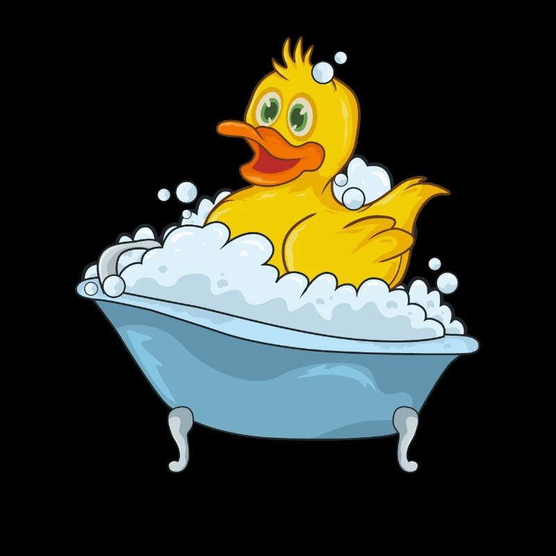 Bathing duck in a bathtub