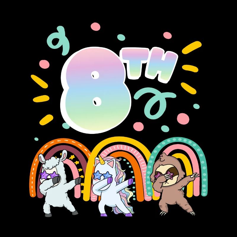 8. Geburtstag Dabbing Llama Einhorn Faultier | 8.