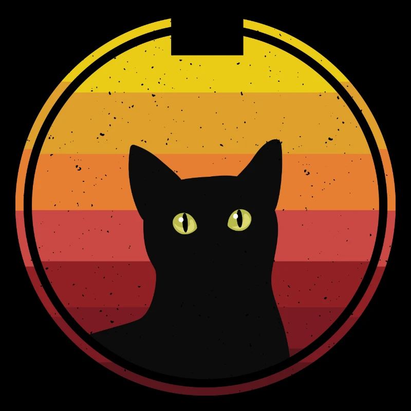 black cat chat rétro