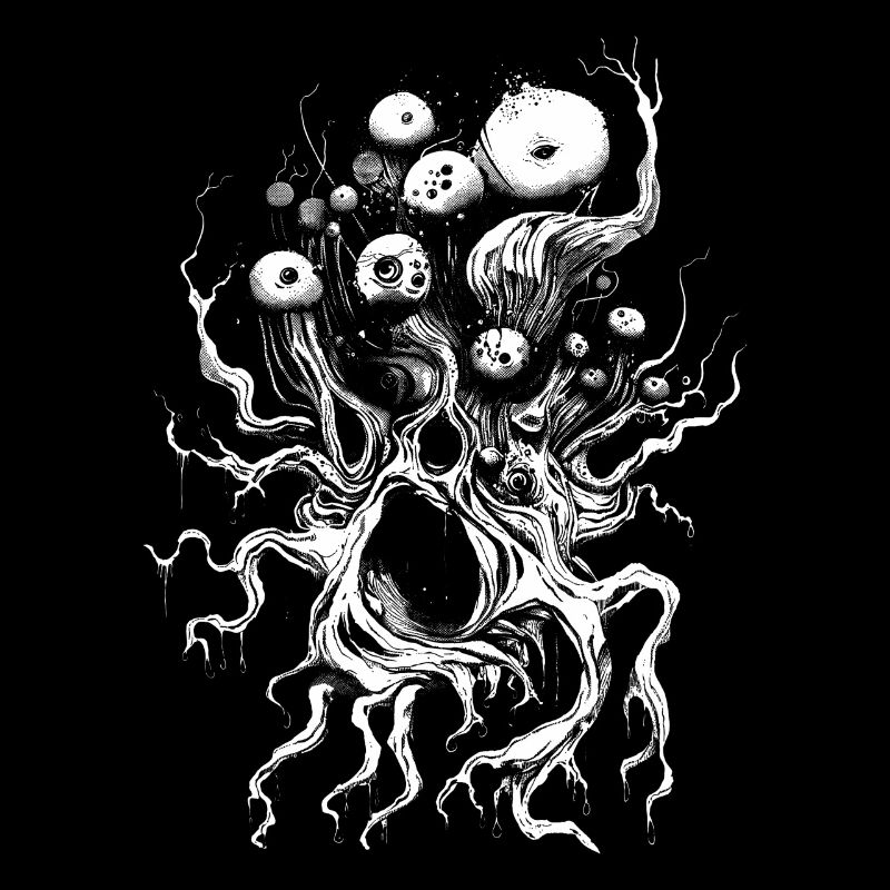 Esthétique Weirdcore Blanc Branches Yeux Dreamcore Vert