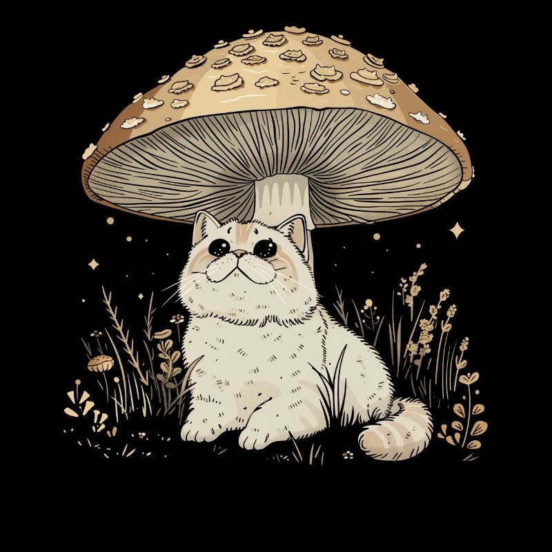 Cottagecore Esthétique Chat Mignon Champignon Sorcière