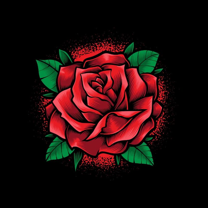 Rote Rose Goth Cool Line Art Rose