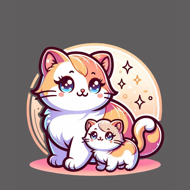Mignon chat maman avec chaton devant