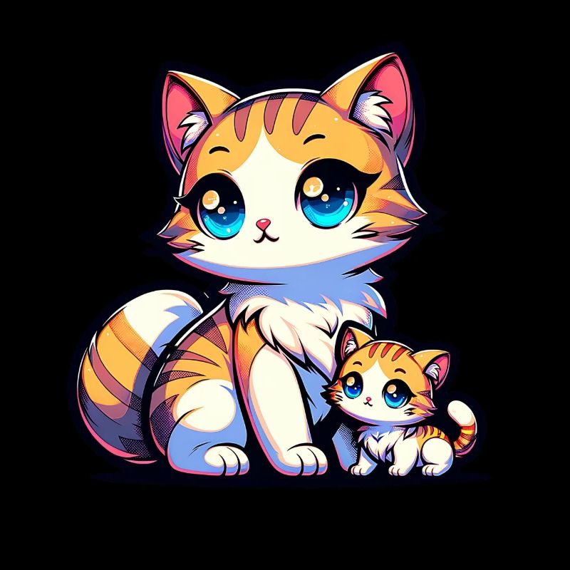 Mignon chat maman avec illustration de bébé