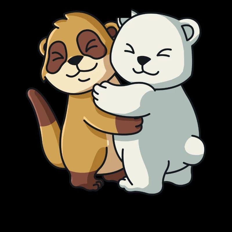 Meerkat and Icebear Hug Cuddle Animals