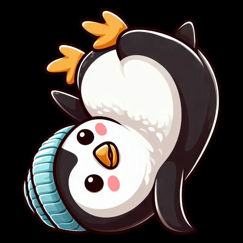Pinguin Kopfstand Chibi Cartoon Breakdance