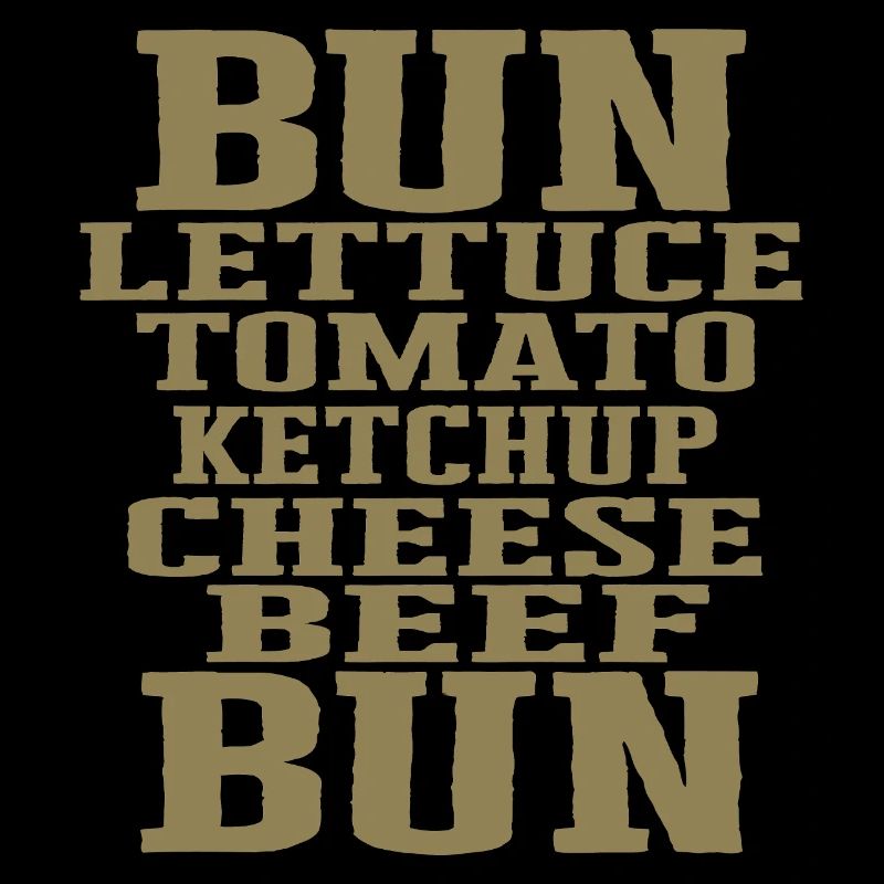 Burger Ingrédients Typographie Construction du cheeseburger