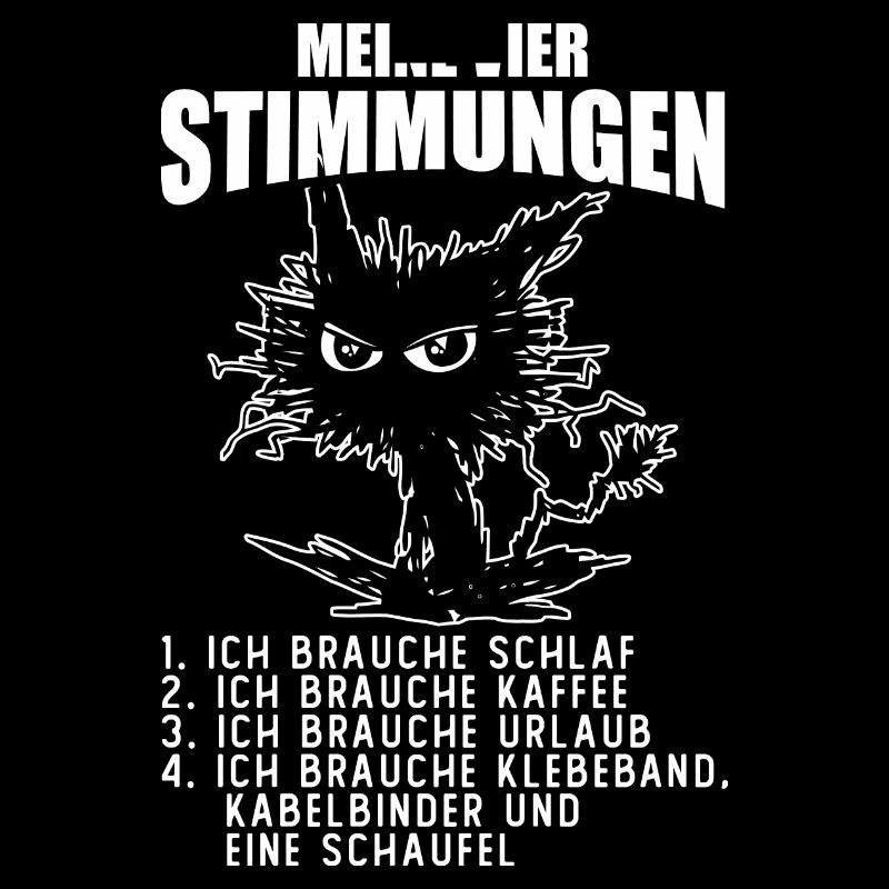 Katze Urlaub Müde Kaffee Vier Stimmungen