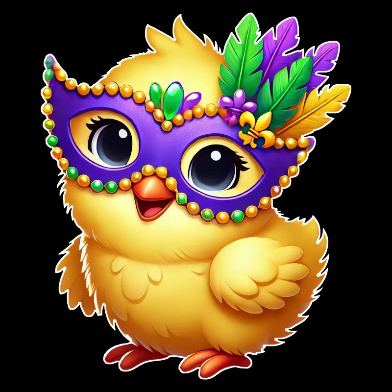 Mardi Gras poussin mignon poulet dessin animé Design
