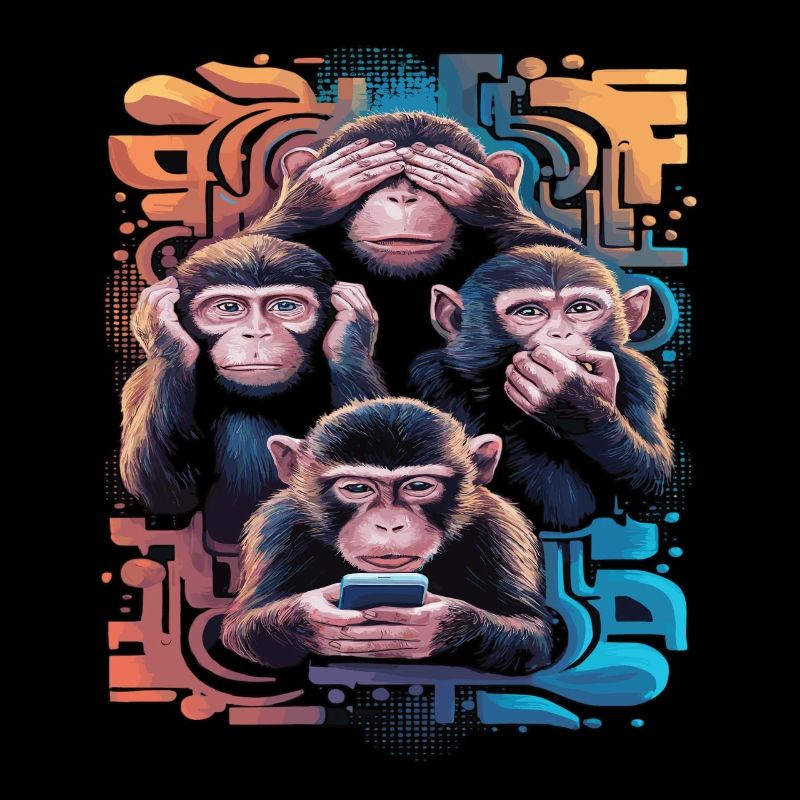 singe sage avec téléphone portable drôle multi conception multimédia
