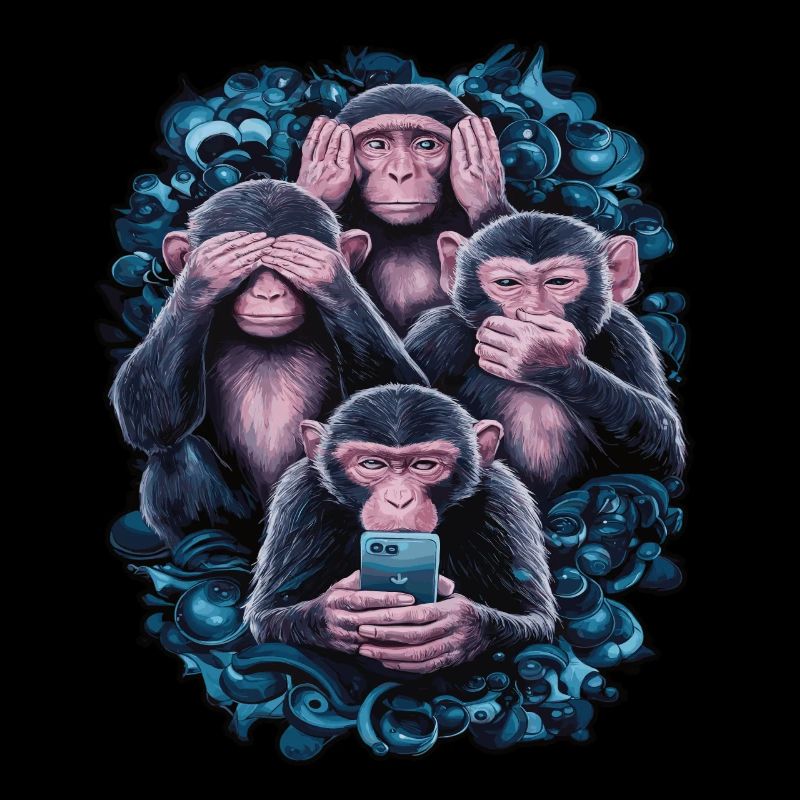 singe sage avec téléphone portable drôle multi conception multimédia