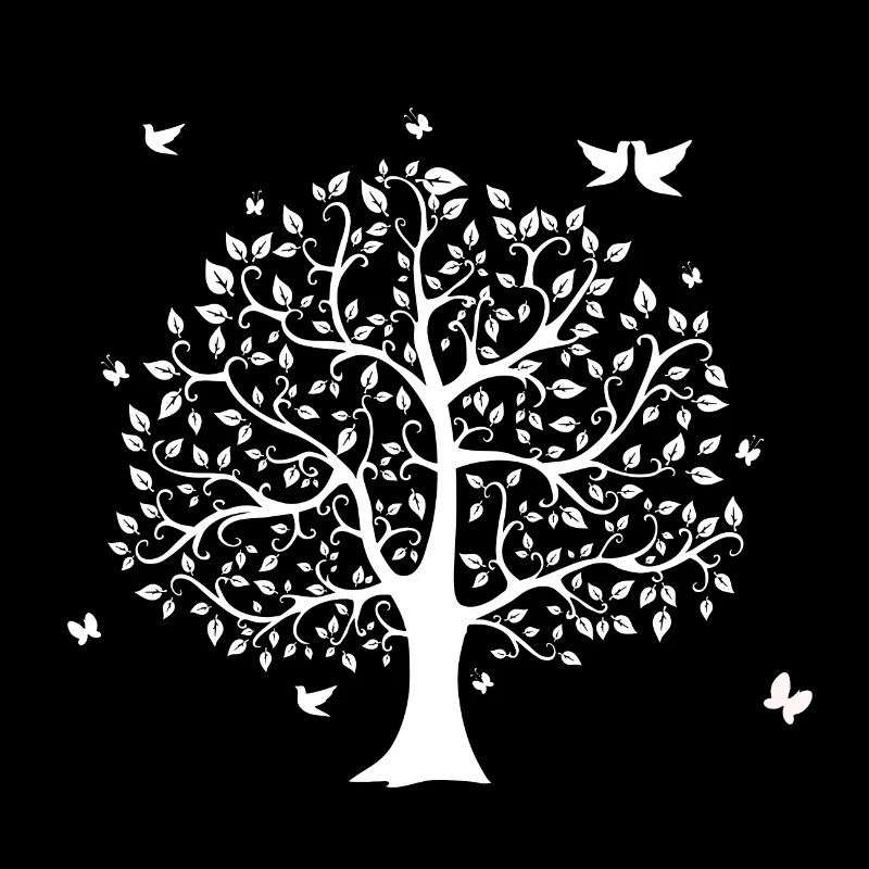 arbre chic avec papillons oiseaux feuilles