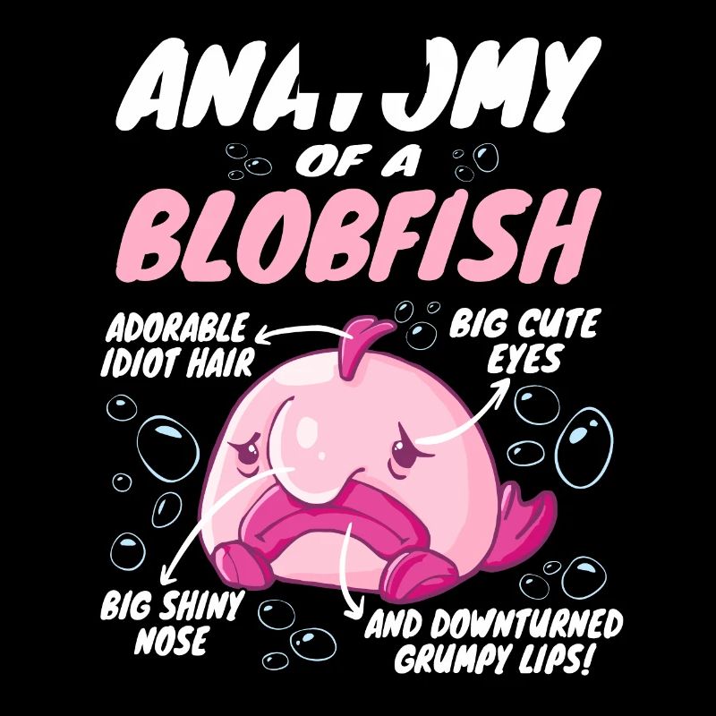 Costume de Blobfish - Visage de poisson Blob laid -