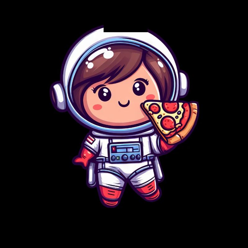 Fille astronaute avec pizza