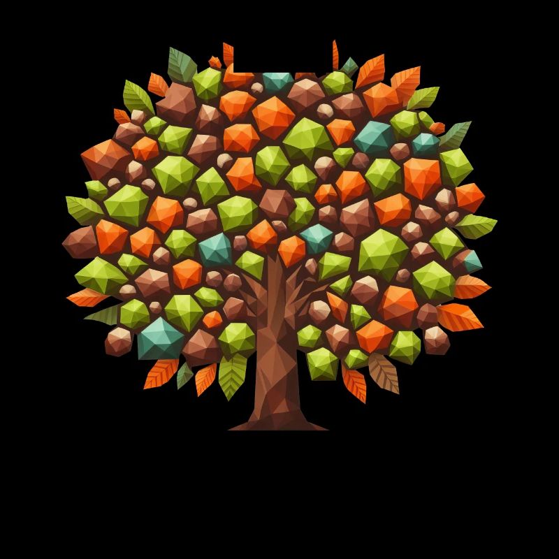 Autumn Elegance: Polygonal Deciduous Tree in