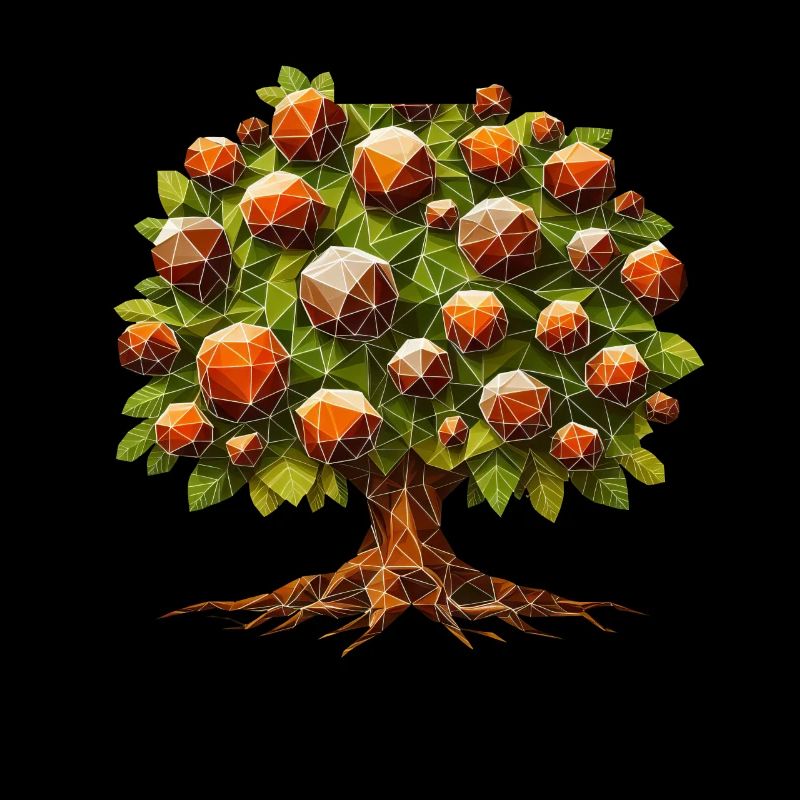 A deciduous chestnut tree in polygon style