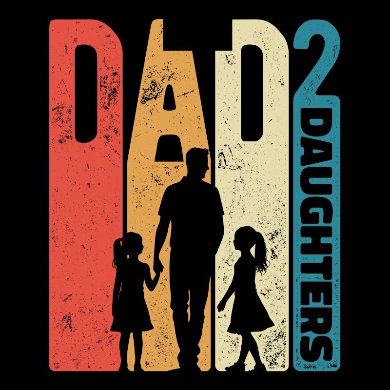 Vatertag Dad Hoch 2 Papa Töchter Retro Geschenk