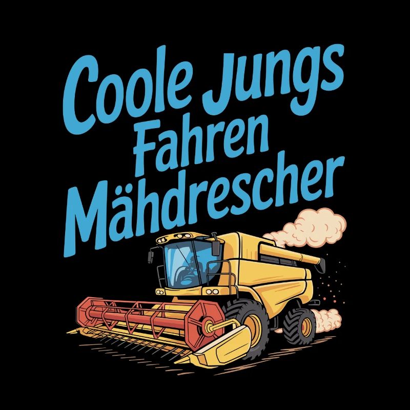 Cool guys conduisant une moissonneuse-batteuse