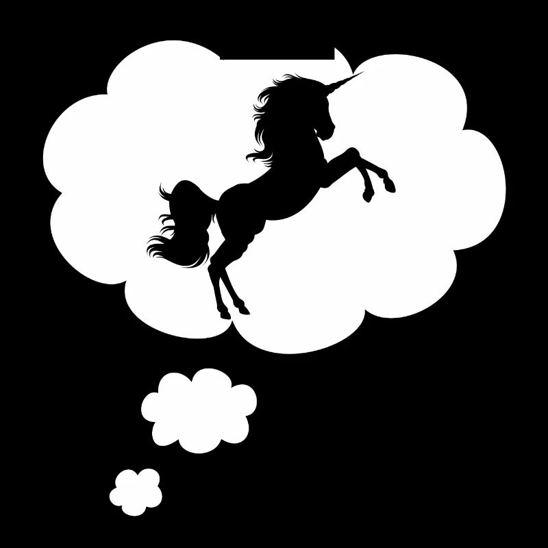 Licorne dans la bulle de pensée