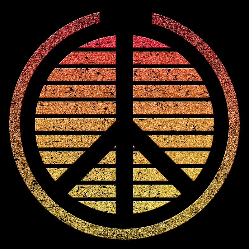 Peace Zeichen in Stein mit Retro Style Farben