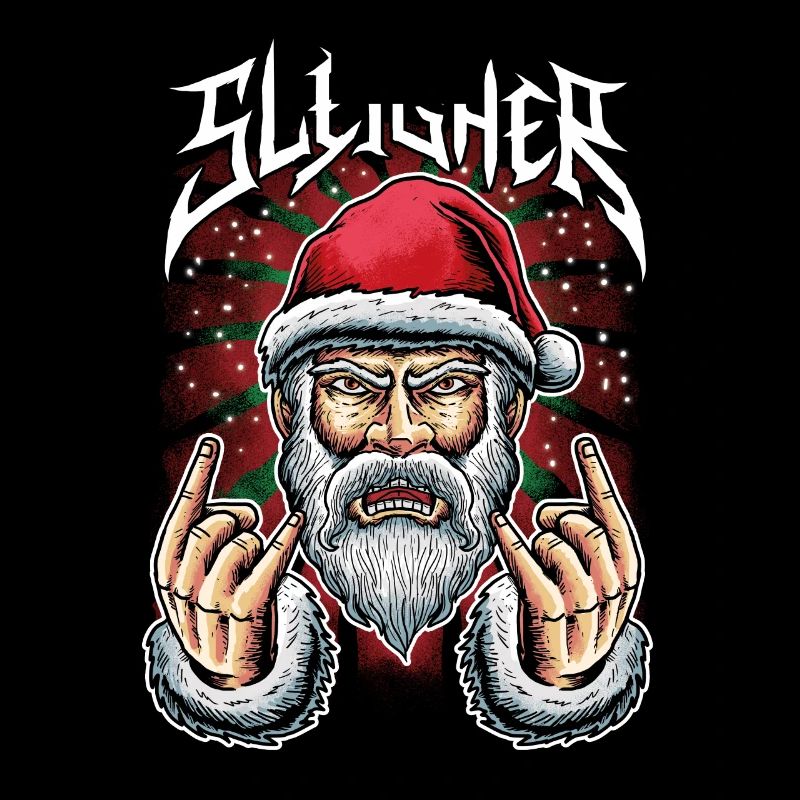 Rockender Weihnachtsmann Sleigher Weihnachtspulli