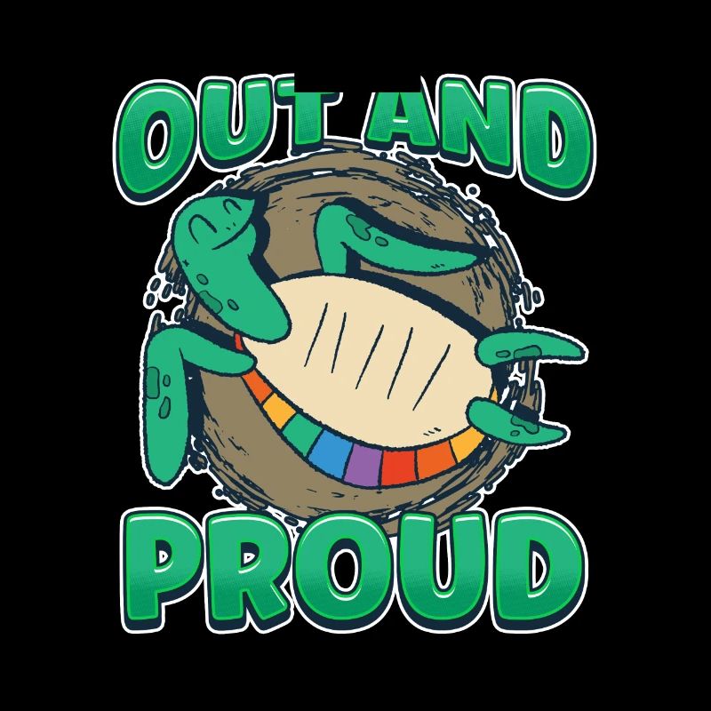 Out And Proud Rainbow Queer Turtle LGBT Pride