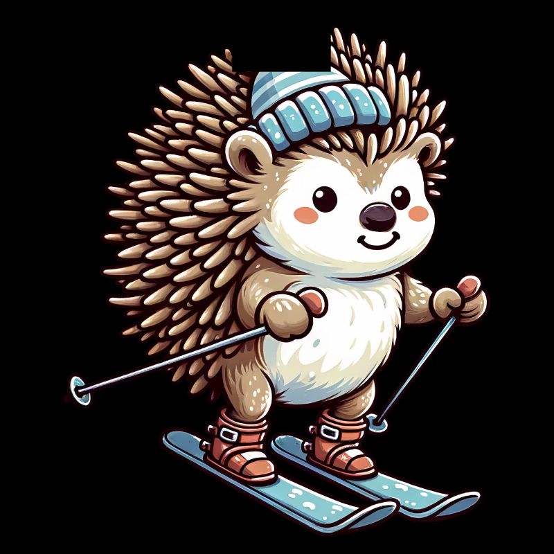 Igel Ski Skifahrer Skiurlaub Süß Comic