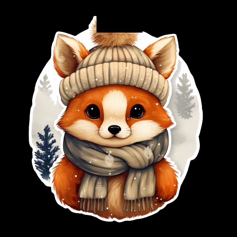 Renard avec chapeau et écharpe