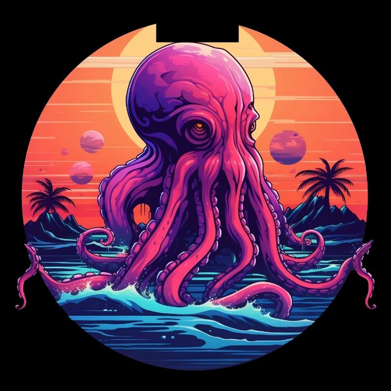 Octopus 80s synthwave 1 without stroke