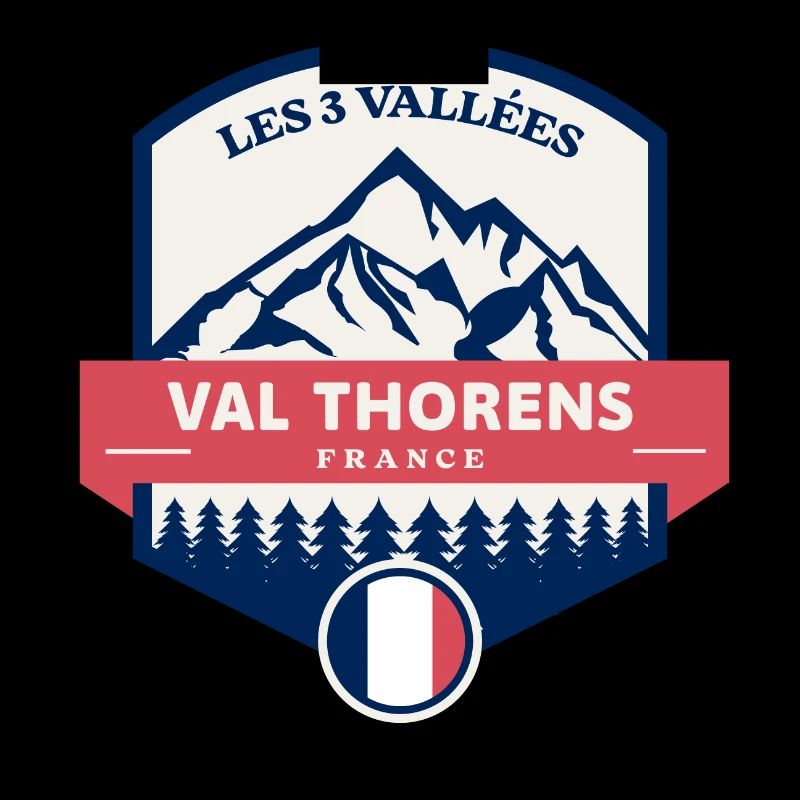 Val Thorens Drapeau Français Rétro Montagnes