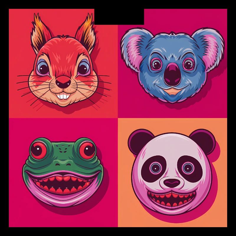 Pop Art Smile Koala Panda Frog horror Halloween