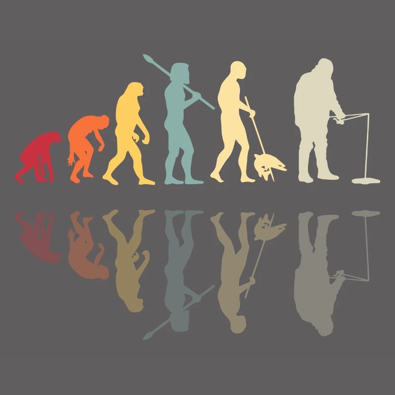 Fischer Menschliche Evolution Vintage Eisfischen