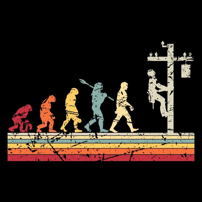 Électricien Human Evolution Vintage Lineman