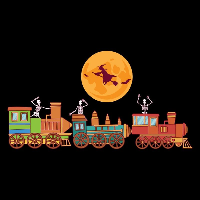 Spooky Halloween Ghost Train Skeleton Boo Trick